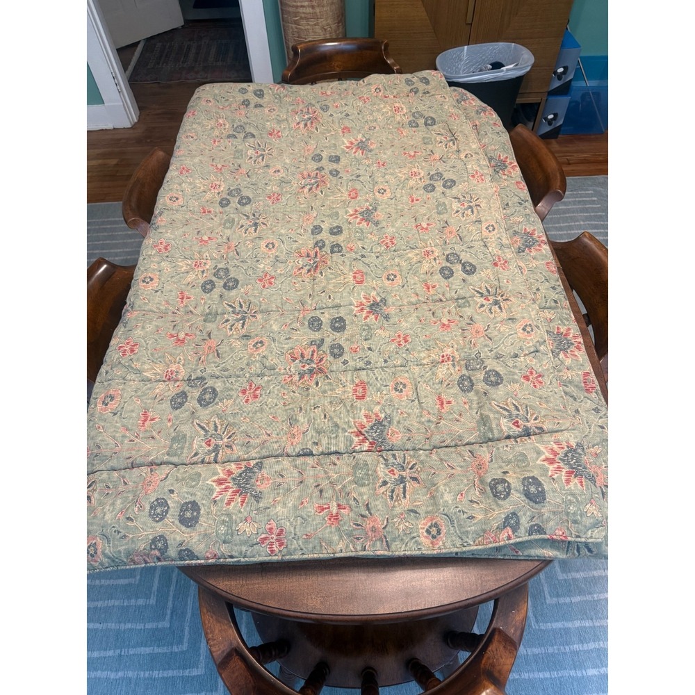 Vintage Ralph Lauren Isabella Twin Size Comforter Sage Floral Cotton Linen USA - Picture 3 of 6